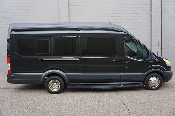 Black shuttle van exterior