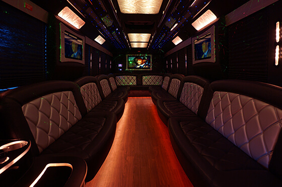 Spacious limo bus interior